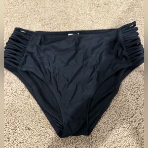 High rise Black Bikini Bottoms- cut out design on sides